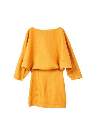 Mango Mango Contrast Bodice Linen-blend Dress