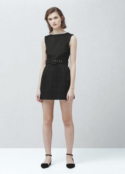 Mango Mango Textured Jacquard Dress
