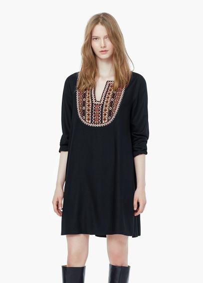 Mango Mango Embroidered Panel Dress