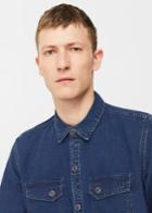 Mango Man Mango Man Dark Wash Regular-fit Denim Shirt