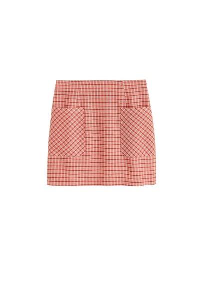 Mango Mango Check Linen Mini Skirt
