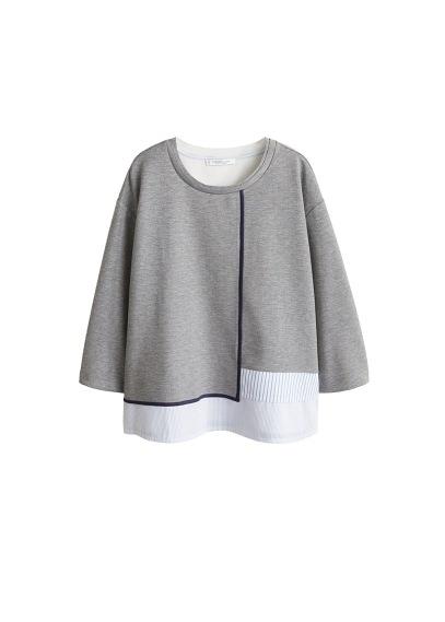 Violeta By Mango Violeta By Mango Striped Shirt Hem Sweatshirt