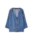 Violeta By Mango Violeta By Mango Embroidered Denim Blouse