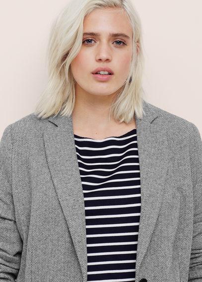 Violeta By Mango Violeta By Mango Herringbone-pattern Cotton Blazer