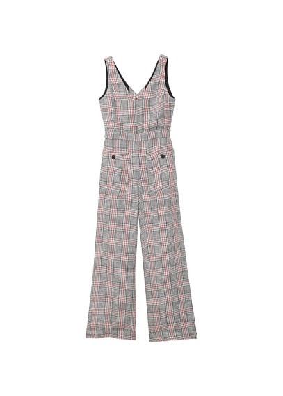 Mango Mango Linen-blend Check Jumpsuit