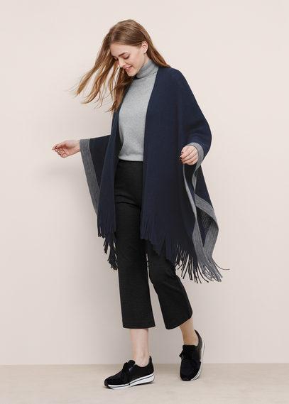 Violeta By Mango Violeta By Mango Fringe Knit Cape