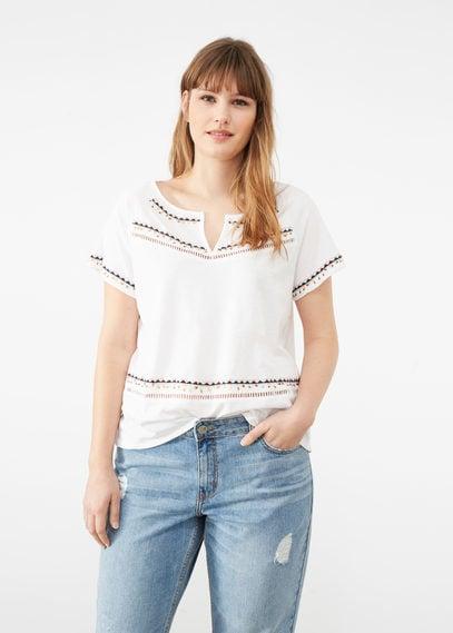 Violeta By Mango Violeta By Mango Beaded Embroidery T Shirt