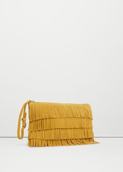 Mango Mango Leather Fringes Clutch