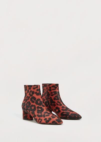 Violeta By Mango Violeta By Mango Leopard-print Leather Ankle Boots