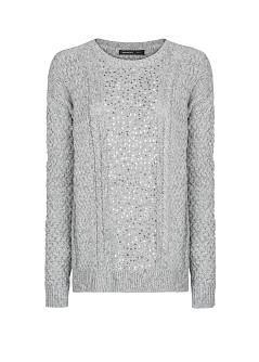 Mango Sequined Cable-knit Sweater