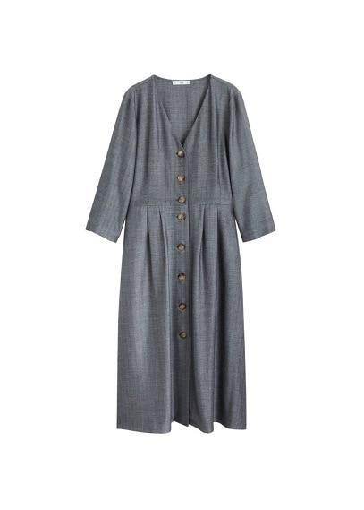 Mango Mango Buttons Herringbone Dress