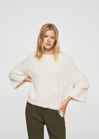 Mango Mango Flared Sleeves Texture Sweater