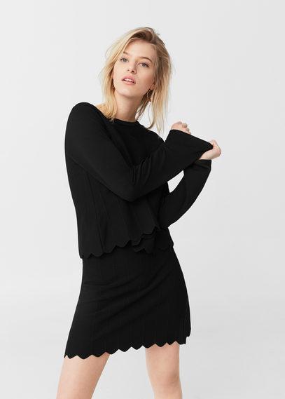 Mango Mango Scalloped Hem Sweater