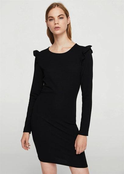 Mango Mango Ruffled Ribbed Dress