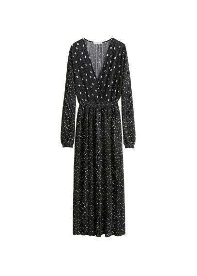 Mango Mango Polka-dot Pleated Dress