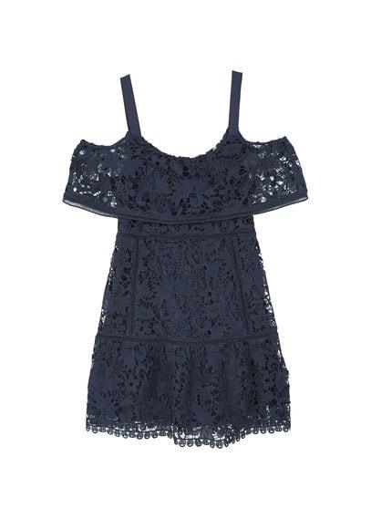Mango Mango Guipure Cold-shoulder Dress