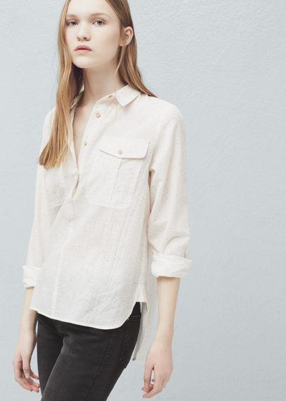 Mango Mango Flecked Cotton Shirt
