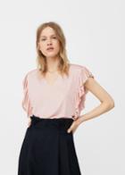 Mango Mango Ruffled Shiny T Shirt