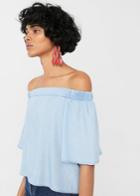 Mango Mango Off Shoulder Denim Top