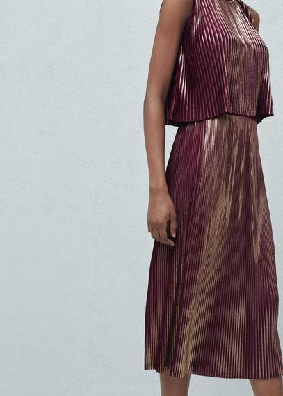 Mango Mango Metallic Pleated Skirt