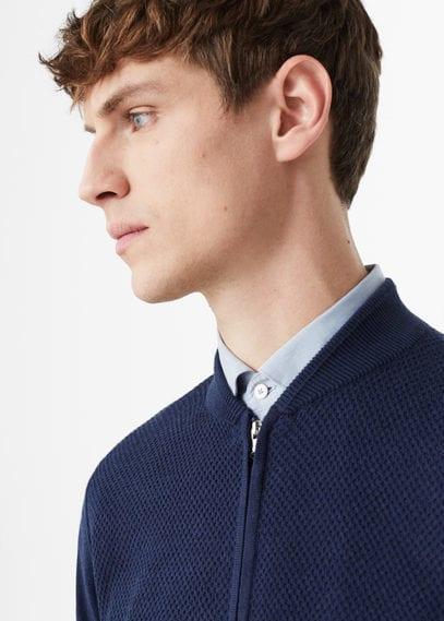 Mango Man Mango Man Textured Cotton Cardigan