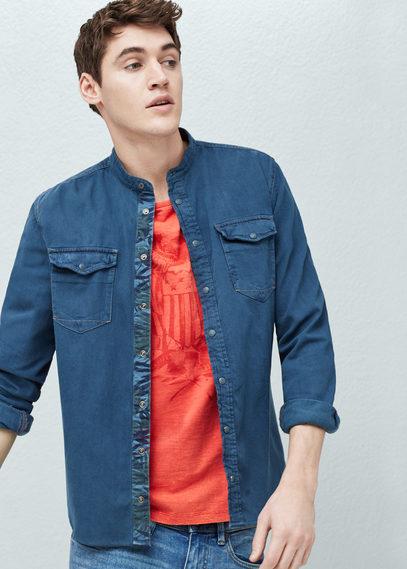 Mango Man Mango Man Mao Collar Denim Shirt