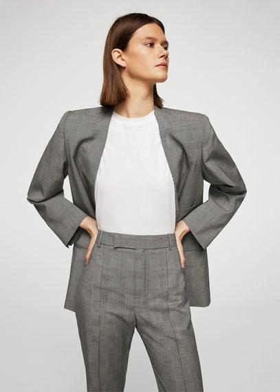 Mango Mango Check Wool-blend Trousers