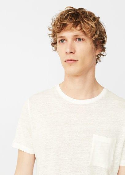 Mango Man Mango Man Pocket Linen-blend T-shirt