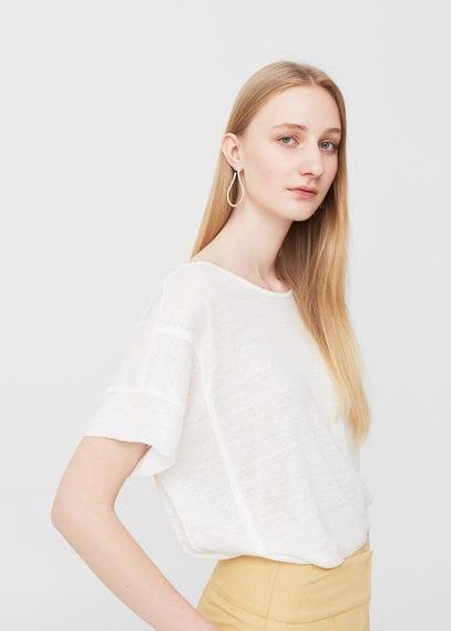 Mango Mango Trim Linen-blend T-shirt