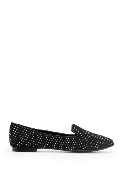 Mango Rhinestone Faux Suede Slippers