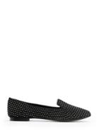 Mango Rhinestone Faux Suede Slippers