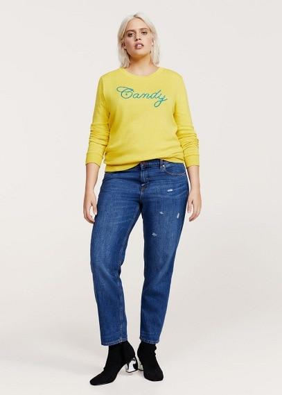 Violeta By Mango Violeta By Mango Embossed Message Sweater