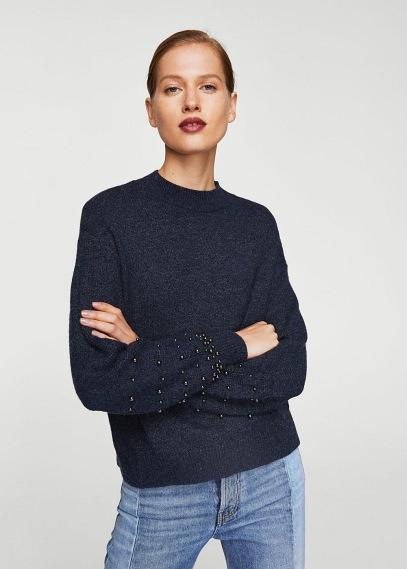 Mango Mango Pearl Embroidery Appliqu Sweater