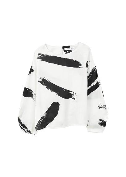 Mango Mango Contrast Print Blouse