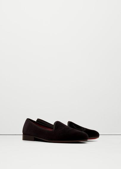 Mango Man Mango Man Embroidered Velvet Slippers