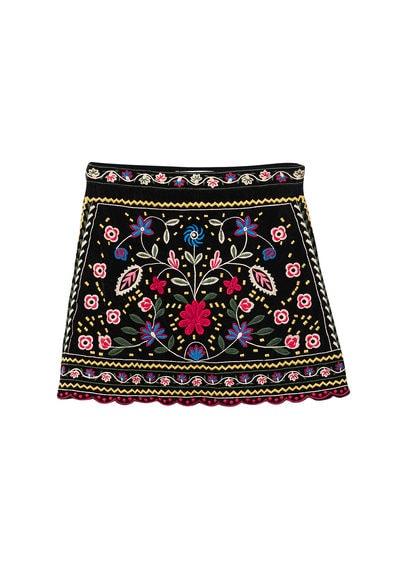 Mango Mango Floral Embroidery Skirt