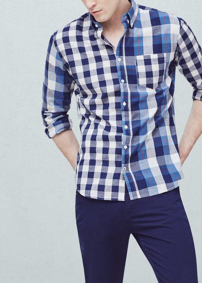 Mango Man Mango Man Slim-fit Check Patchwork Shirt