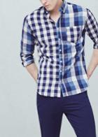 Mango Man Mango Man Slim-fit Check Patchwork Shirt