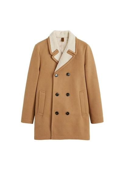Mango Man Mango Man Faux Shearling-lined Lapel Coat