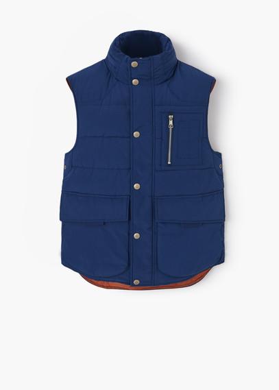 Mango Man Concealed Hood Quilted Gilet