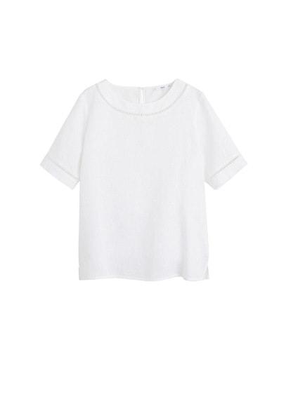 Mango Mango Openwork Detail Linen Top