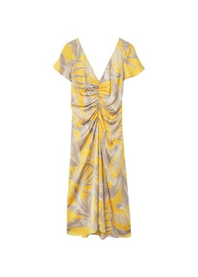 Mango Mango Draped Floral Dress