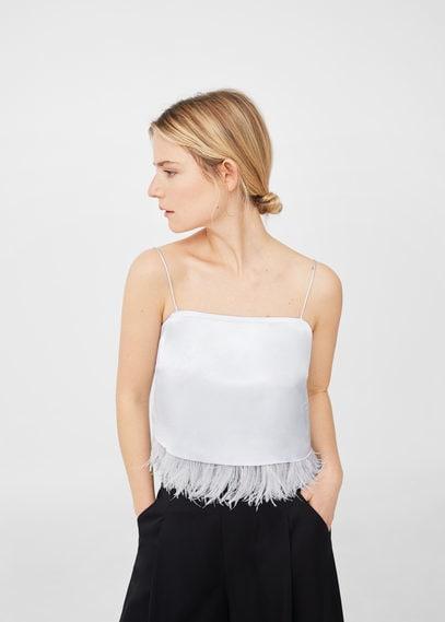 Mango Mango Satin Feather Top