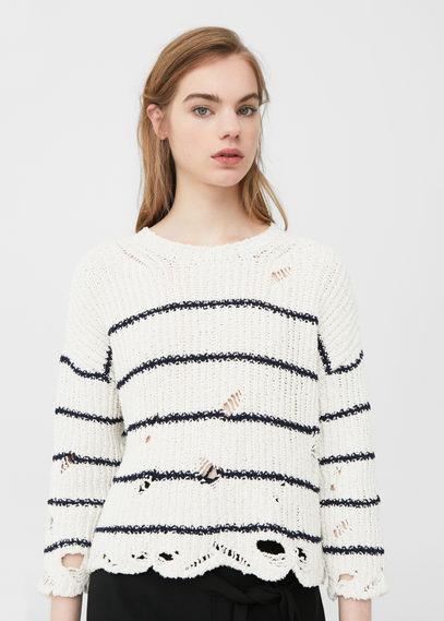 Mango Mango Ripped Cotton Sweater