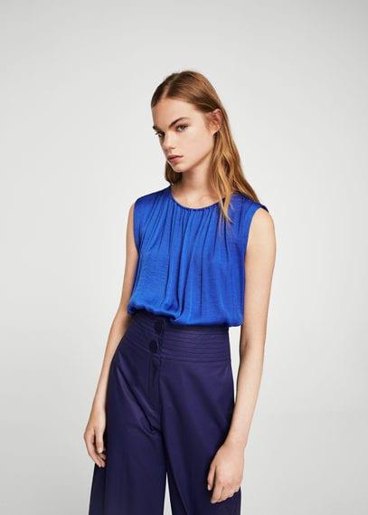 Mango Mango Pleat Satin Top