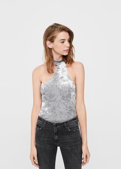 Mango Mango Asymmetric Velvet Top