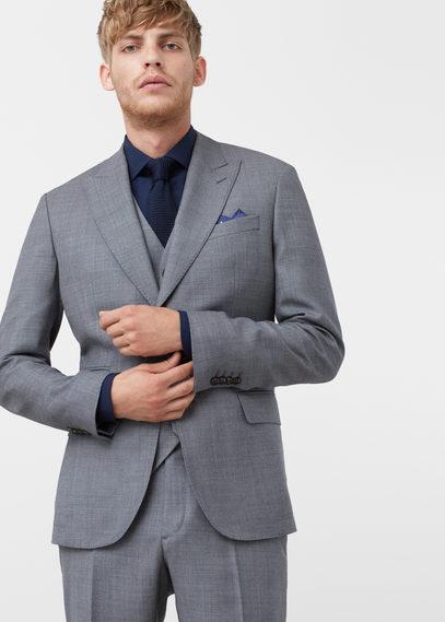 Mango Man Mango Man Bird's Eye Wool Suit Blazer
