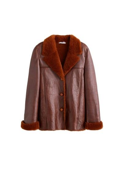 Mango Mango Faux Shearling-lined Leather Jacket