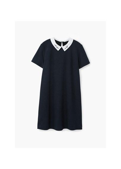 Mango Mango Embroidered Neck Dress