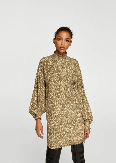 Mango Mango Floral Puffed Sleeves Dress